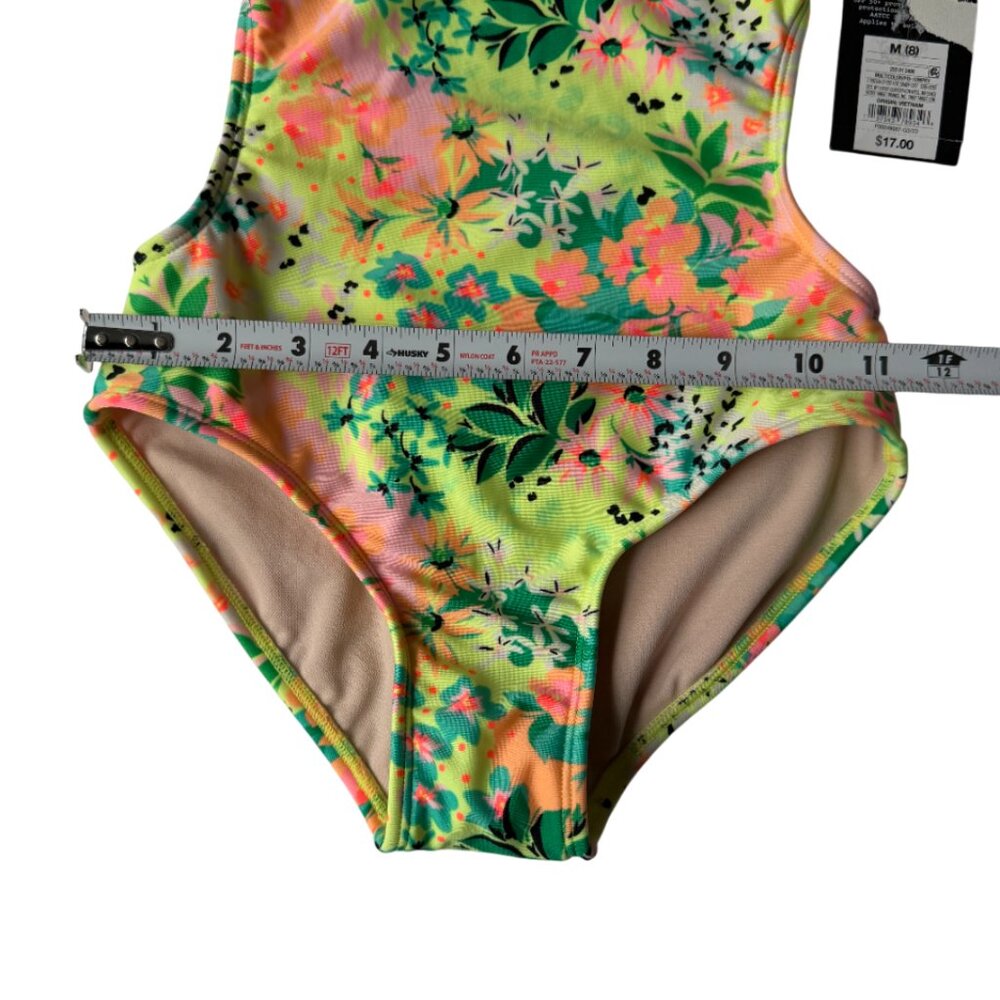Multicolor floral one-piece swimsuit â new with tag. Size 8). Made in Vietnam. - Picture 3 of 5